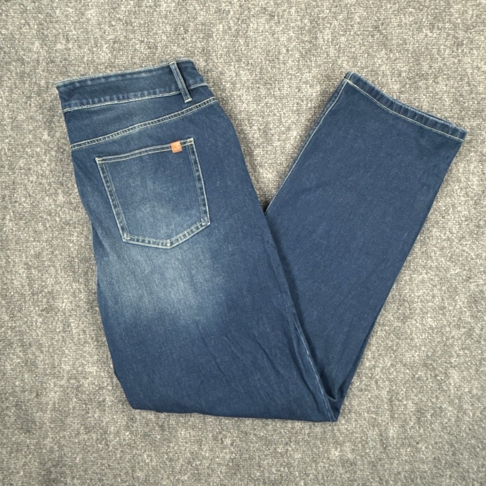 Halara Flex Jeans Womens XL Blue High Rise Pull On Straight Leg Stretch Denim